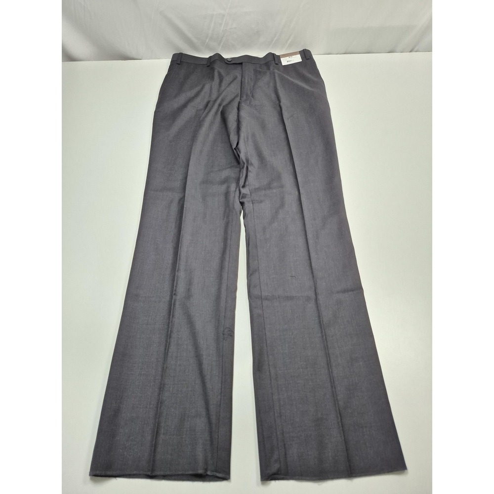 Prontomoda Dress Pants Mens 38x36 Gray Super 140s Wool Flat Front Unhemmed NWT